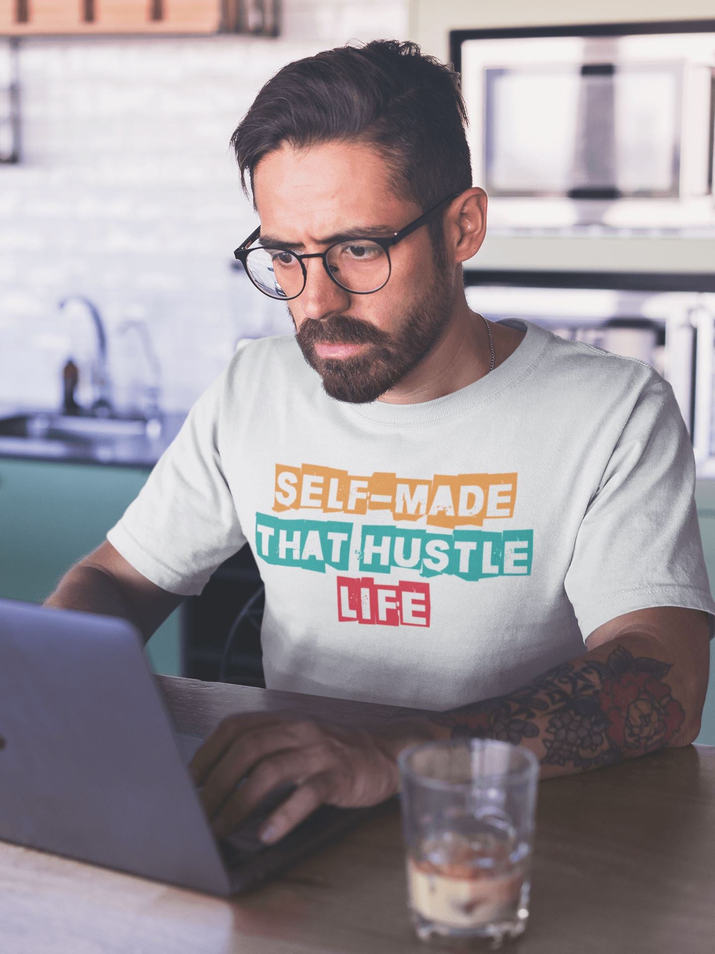 Self Made That Hustle Life Exclusive Supreme T Shirt for Men and Women - Catch My Drift India  activewear, black, clothing, made in india, motivation, shirt, stock, stock market, t shirt, tra