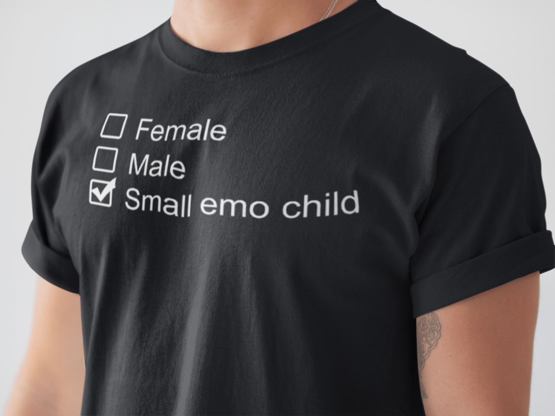 Small Emo Child Funny Unisex T Shirt | Premium Design | Catch My Drift India - Catch My Drift India  black, clothing, couples, female, funny, general, made in india, shirt, t shirt, trending,
