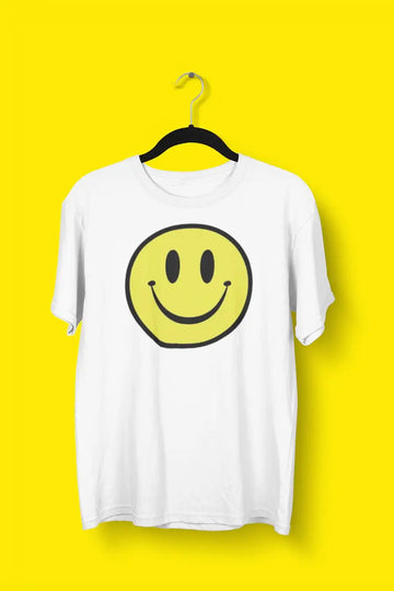 Smiley Face White T Shirt for Men and Women | Premium Design | Catch My Drift India