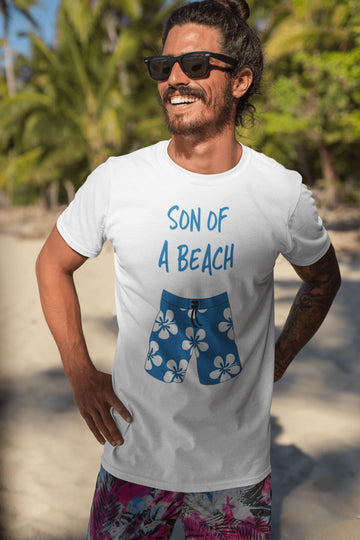 Son of a Beach Funny White T Shirt for Men | Beachwear