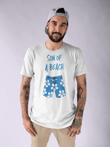 Son of a Beach Funny White T Shirt for Men | Beachwear