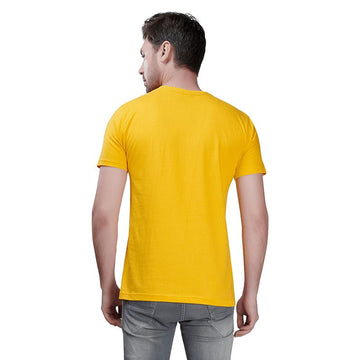 Golden Yellow Premium Round Neck Half Sleeves Plain T-Shirt For Men