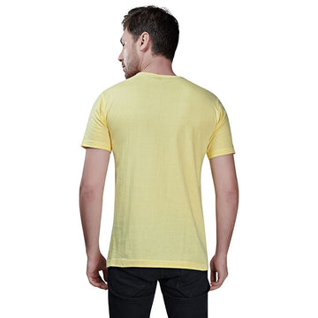 Lemon Yellow Premium Round Neck Half Sleeves Plain T-Shirt For Men