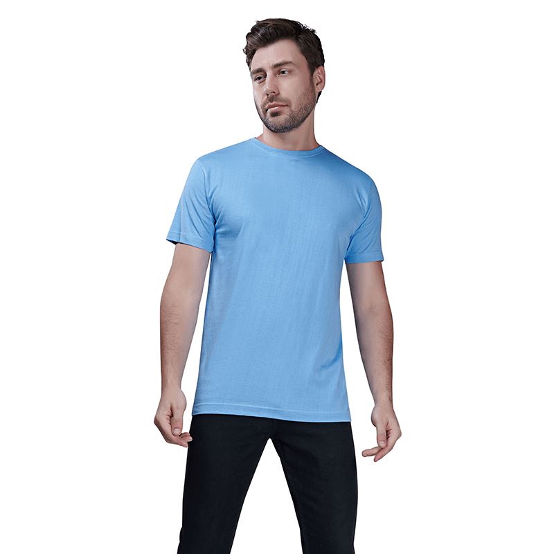 Sky Blue Premium Round Neck Half Sleeves Plain T-Shirt For Men Apparel & Accessories Catch My Drift India 