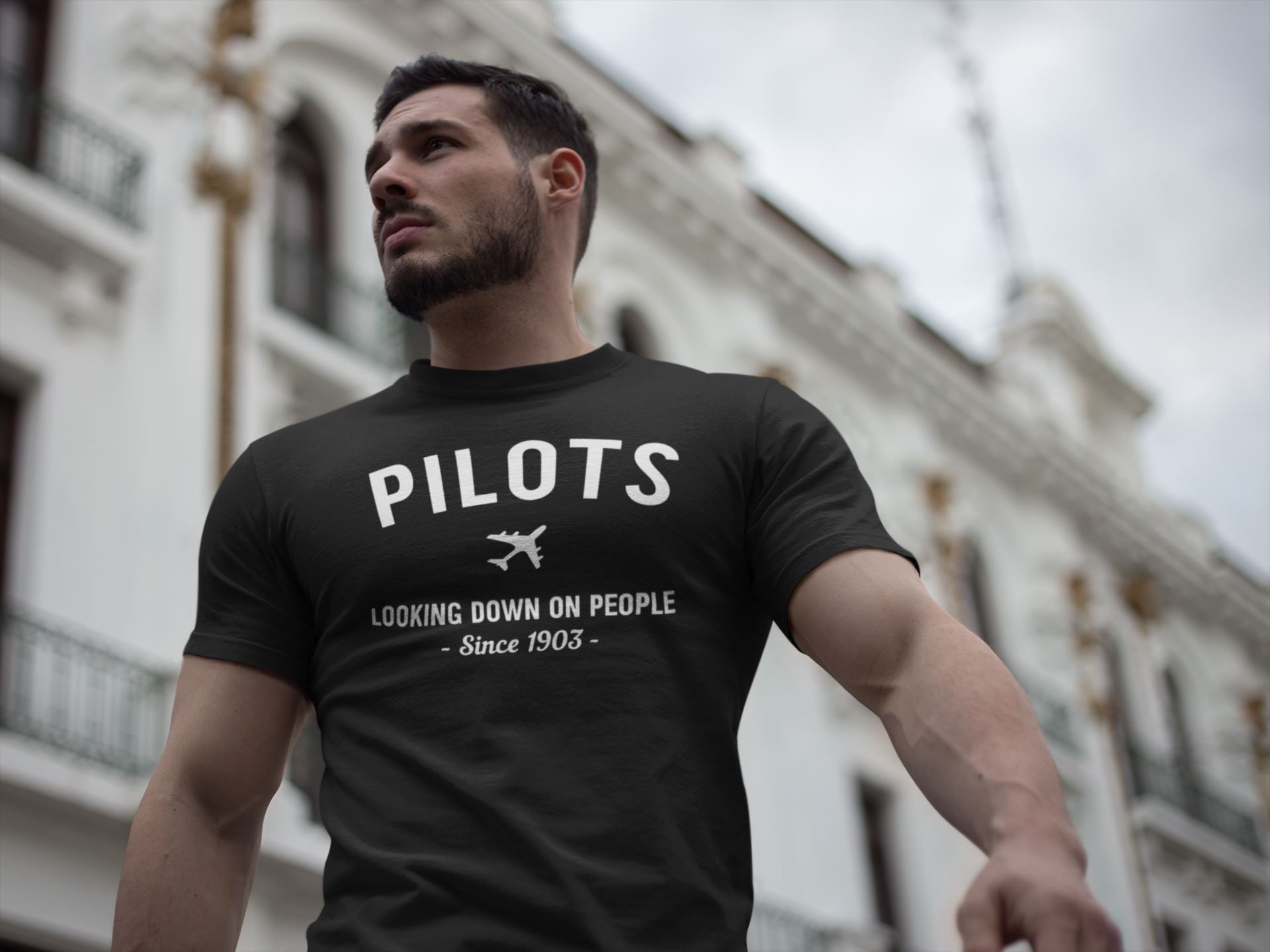 Pilots Looking Down on People Since 1903 Exclusive Navy Blue T Shirt for Men and Women Printrove 