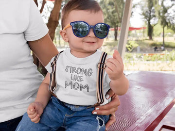 Strong Like Mom White T Shirt for Babies | Premium Design | Catch My Drift India