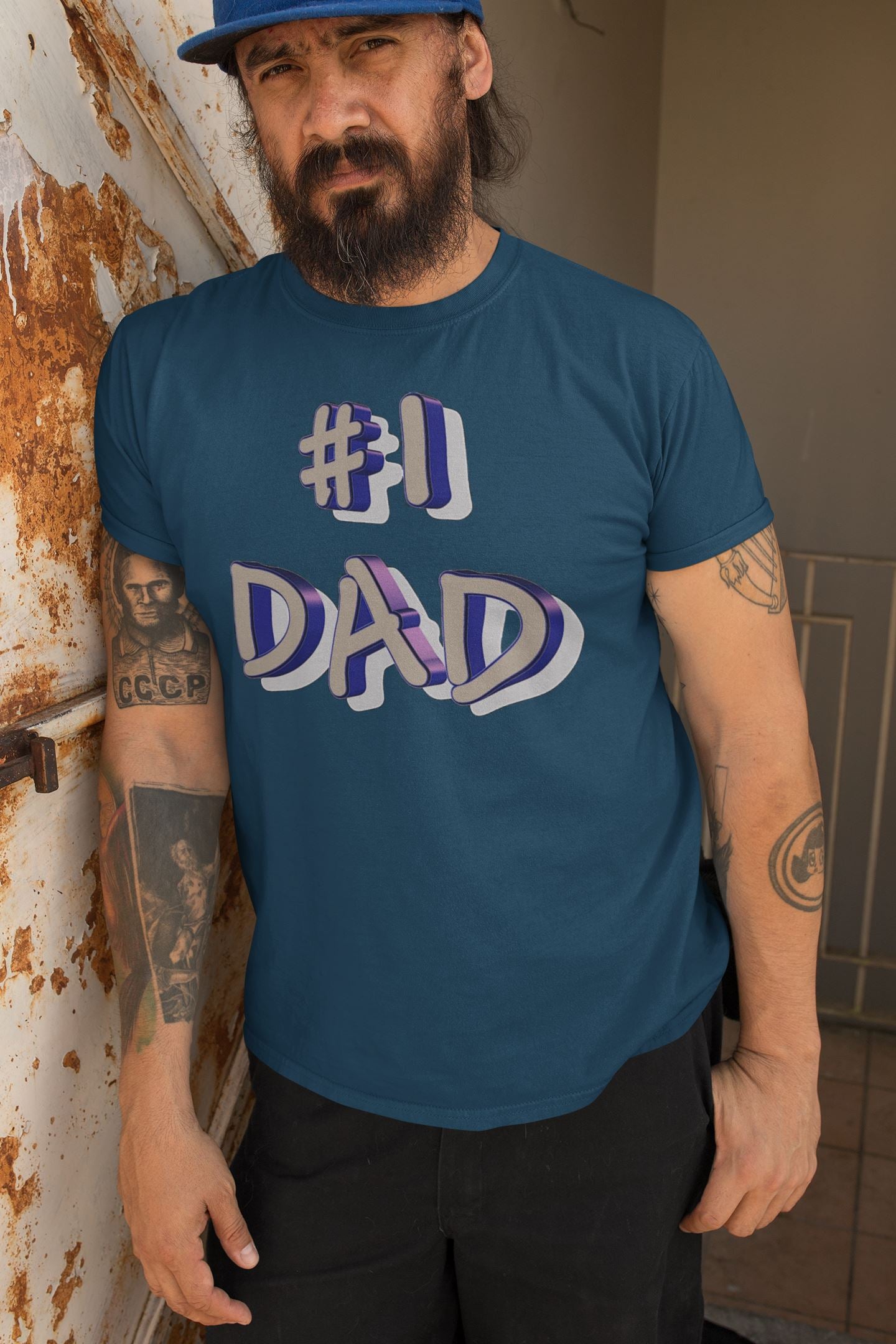 Hashtag No.1 Dad Exclusive Navy Blue T Shirt for Men and Women freeshipping - Catch My Drift India