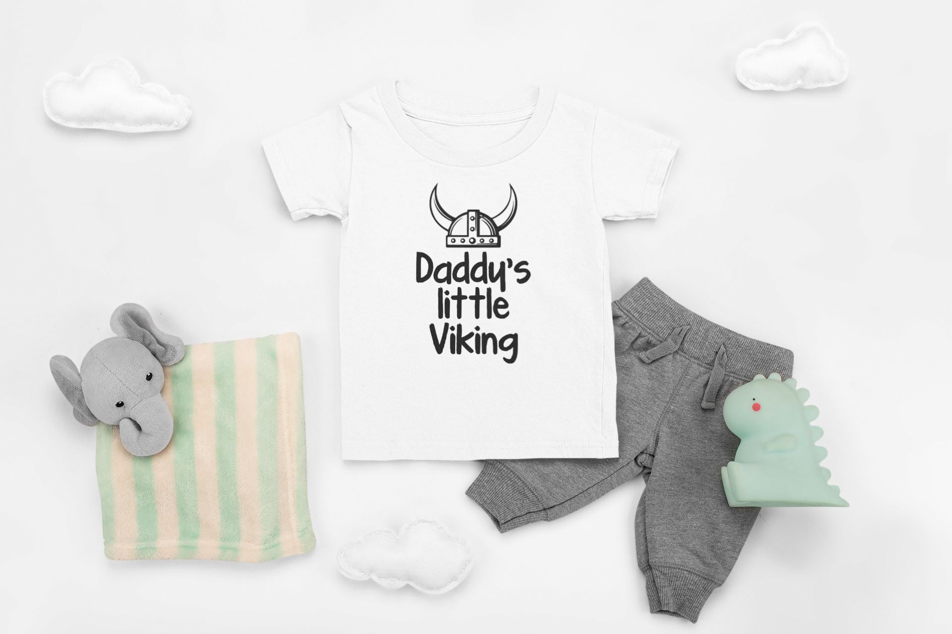 Daddy's Little Viking Exclusive White T Shirt for Babies freeshipping - Catch My Drift India