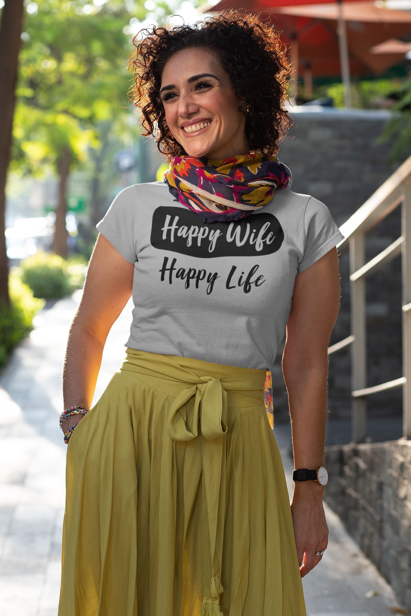 Happy Wife Happy Life Exclusive Light Grey T Shirt for Men and Women freeshipping - Catch My Drift India