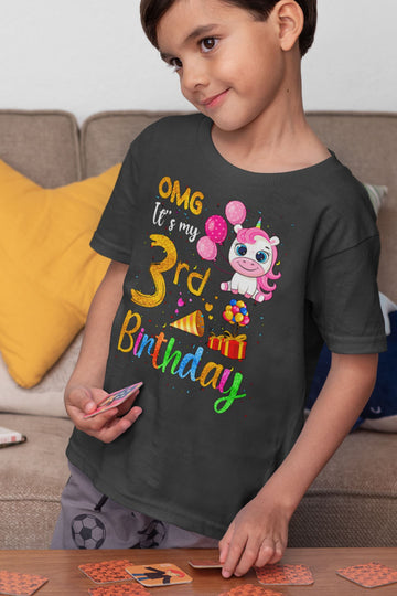 Omg It's My 3rd Birthday Special Black T Shirt for 3 Year Old Babies