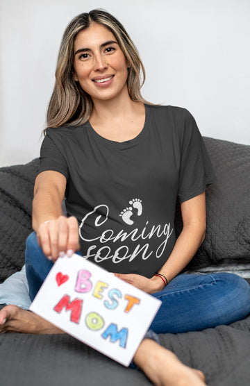 Baby Coming Soon Special Pregnancy Reveal Black T Shirt for Expecting Moms