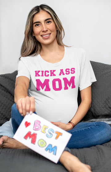 Kick Ass Mom Supreme White T Shirt for Women freeshipping - Catch My Drift India