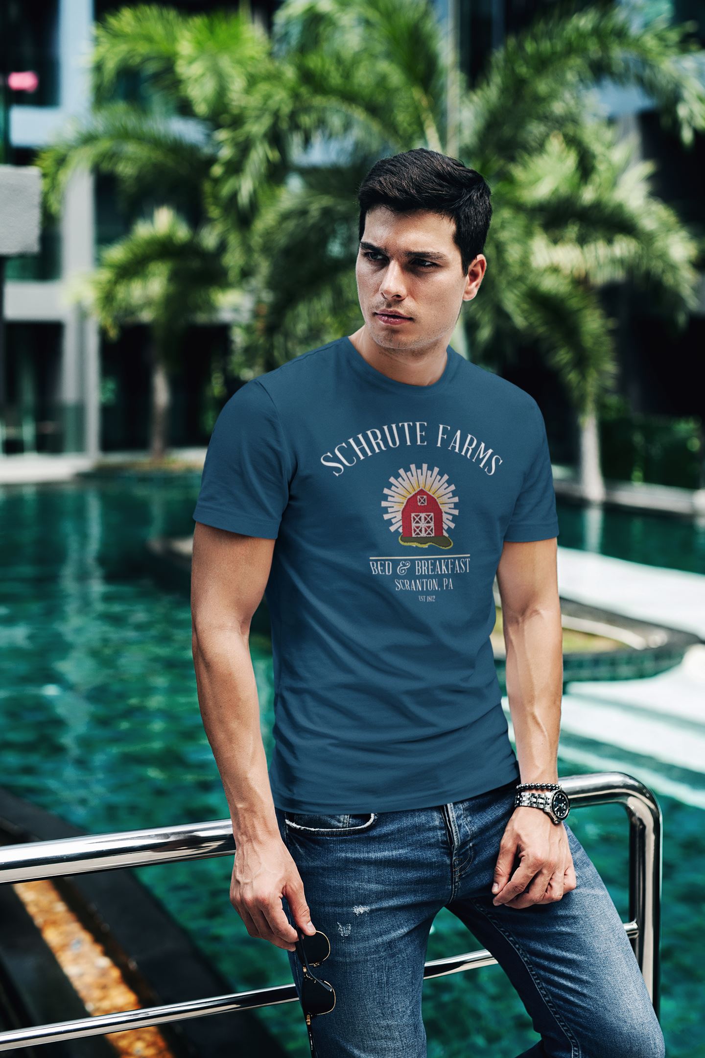Schrute Farms Official Navy Blue T shirt for Office Fans | Premium Design | Catch My Drift India freeshipping - Catch My Drift India