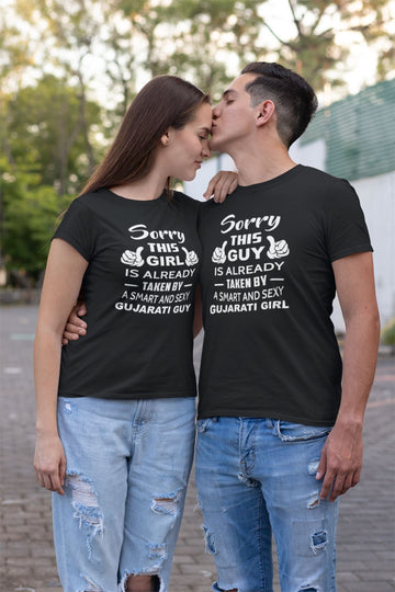 Sorry This Girl is Already Taken By A Smart and Sexy Gujarati Guy / Girl Matching Couple T Shirt for Women Shirts & Tops Printrove 