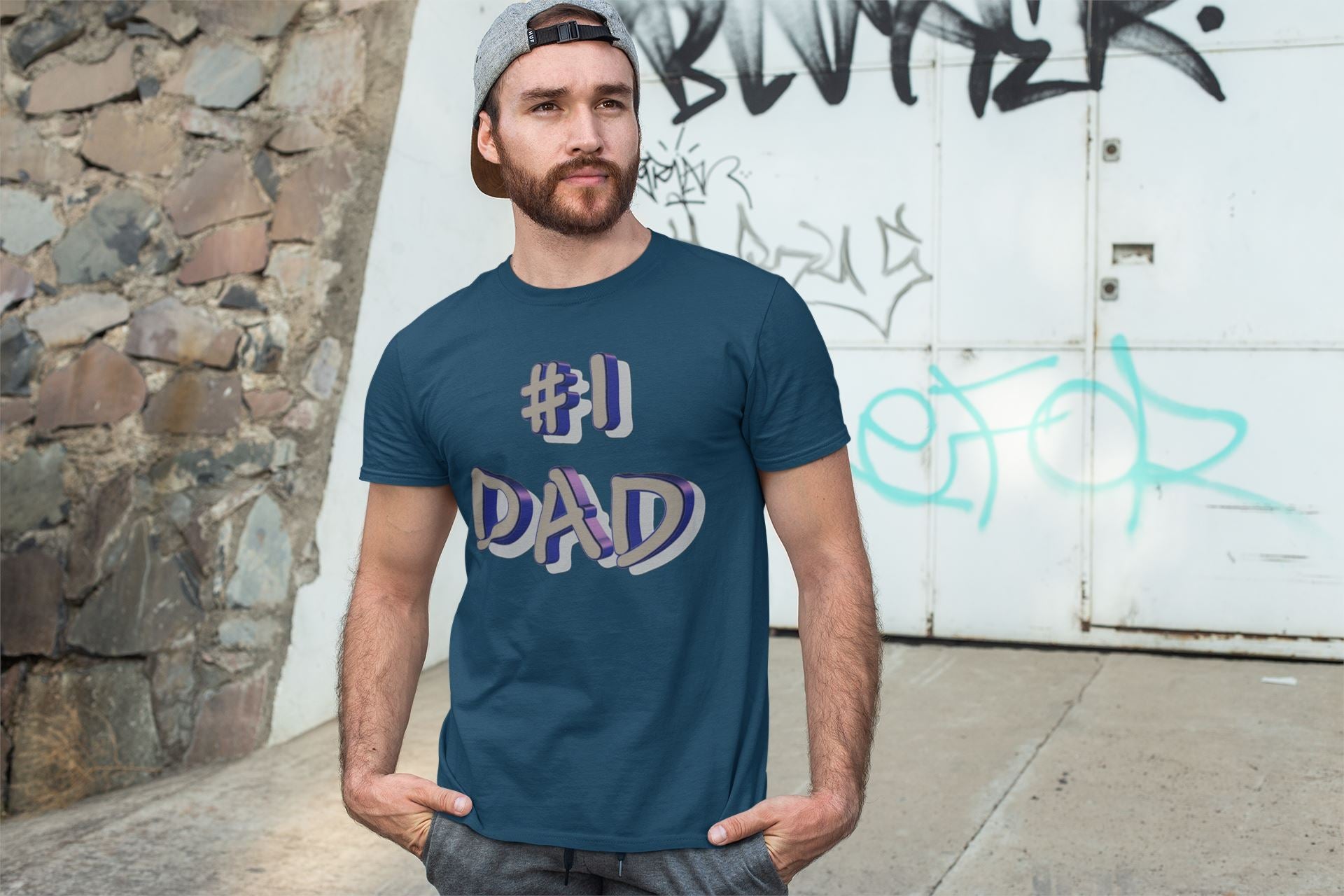 Hashtag No.1 Dad Exclusive Navy Blue T Shirt for Men and Women freeshipping - Catch My Drift India