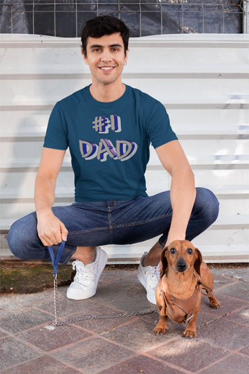 Hashtag No.1 Dad Exclusive Navy Blue T Shirt for Men and Women