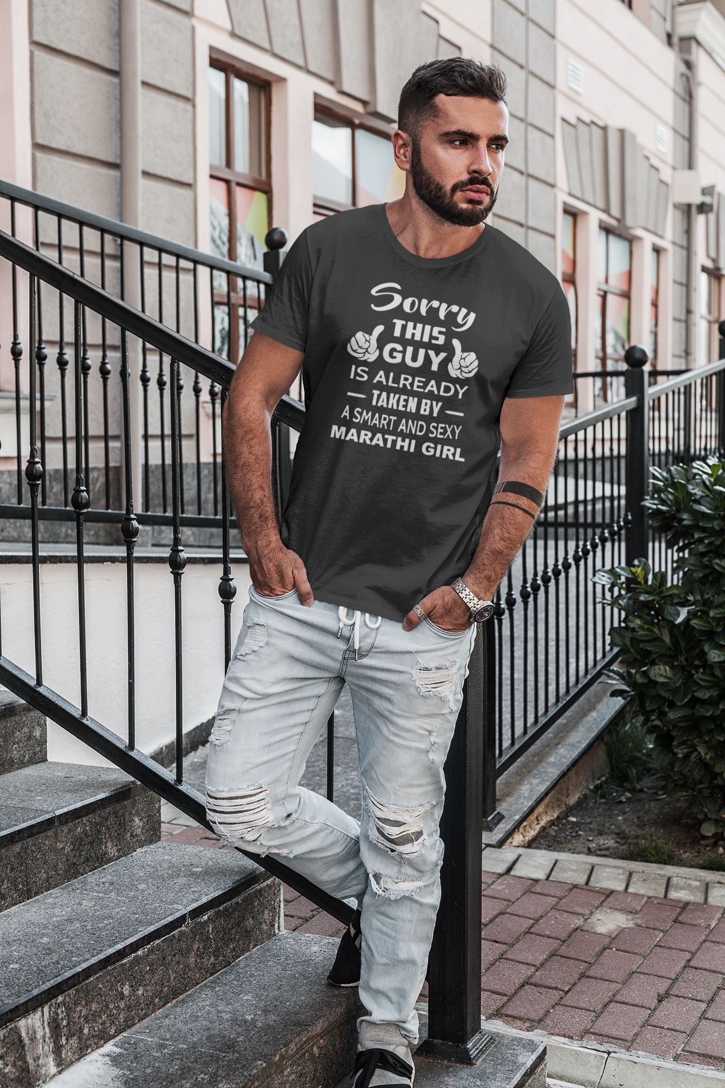 Sorry This Guy is Already Taken By A Smart and Sexy Marathi Girl Exclusive T Shirt for Men freeshipping - Catch My Drift India
