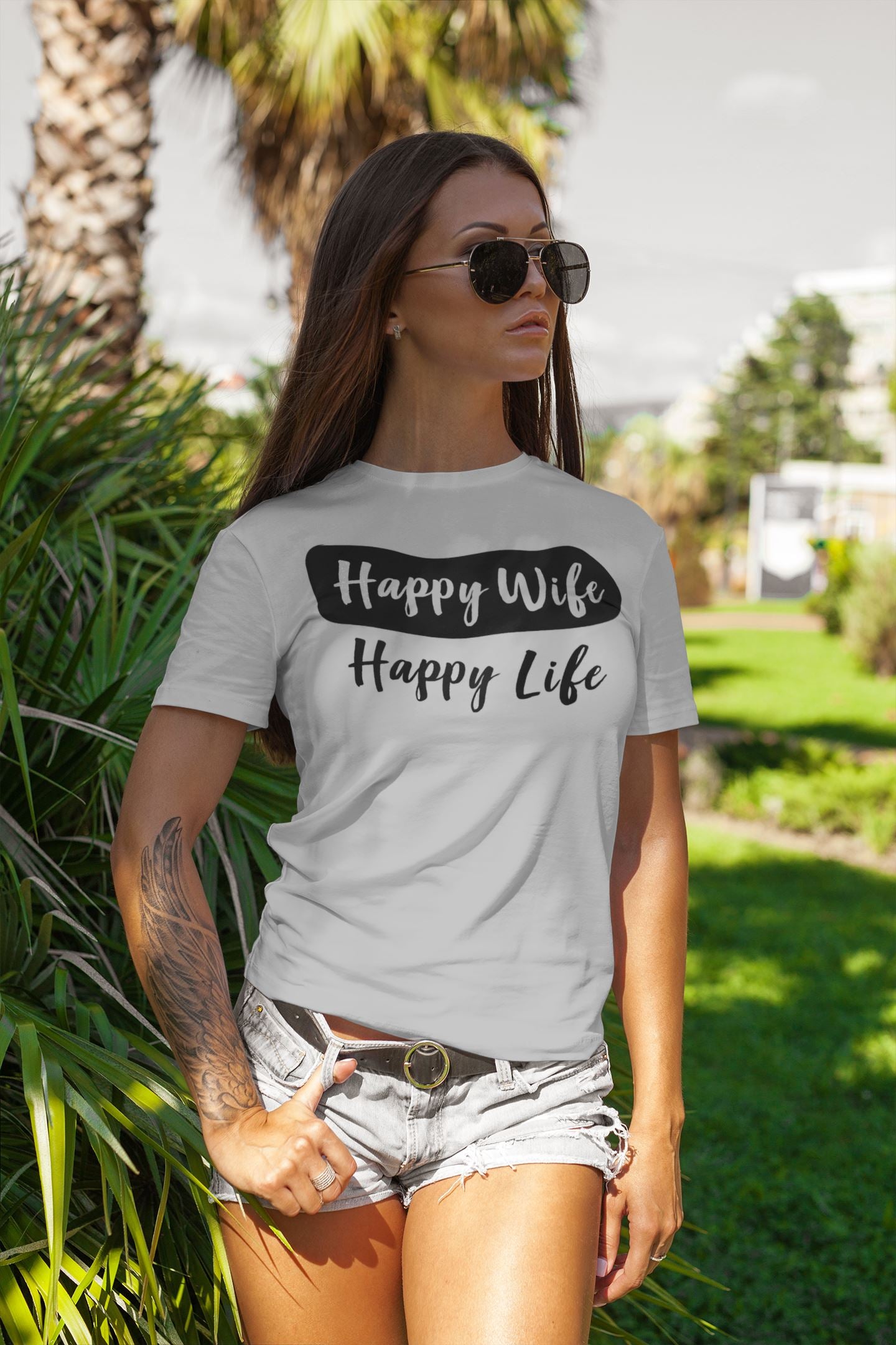 Happy Wife Happy Life Exclusive Light Grey T Shirt for Men and Women freeshipping - Catch My Drift India