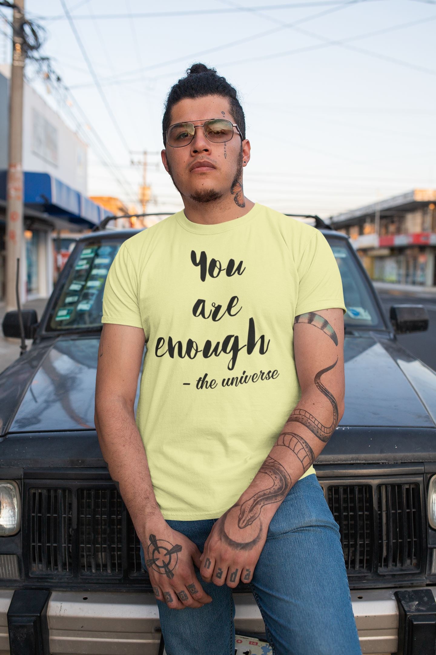 You are Enough - The Universe Motivational Yellow T Shirt for Men and Women freeshipping - Catch My Drift India