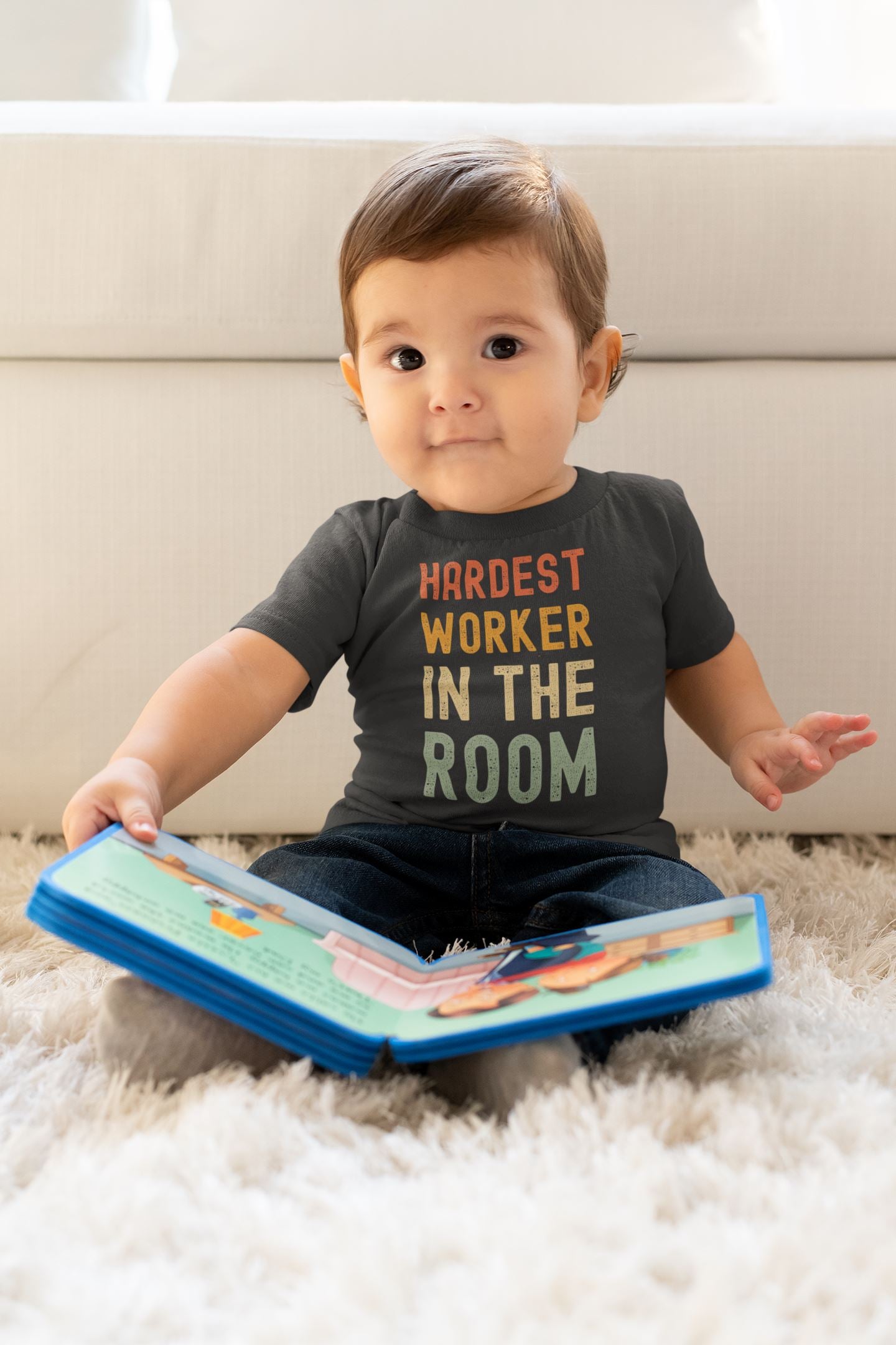 Hardest Worker in the Room Funny Black T Shirt for Baby Boys and Girls freeshipping - Catch My Drift India