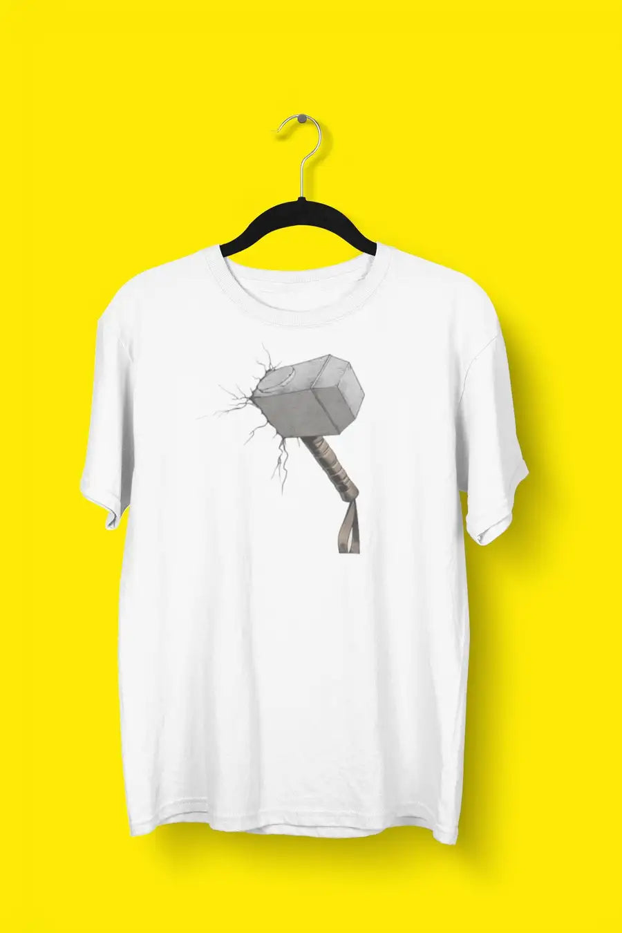 Thor's Hammer On Your Chest 3D Effect White T Shirt | Premium Design | Catch My Drift India - Catch My Drift India Clothing clothing, made in india, movies, shirt, super heroes, t shirt, tren