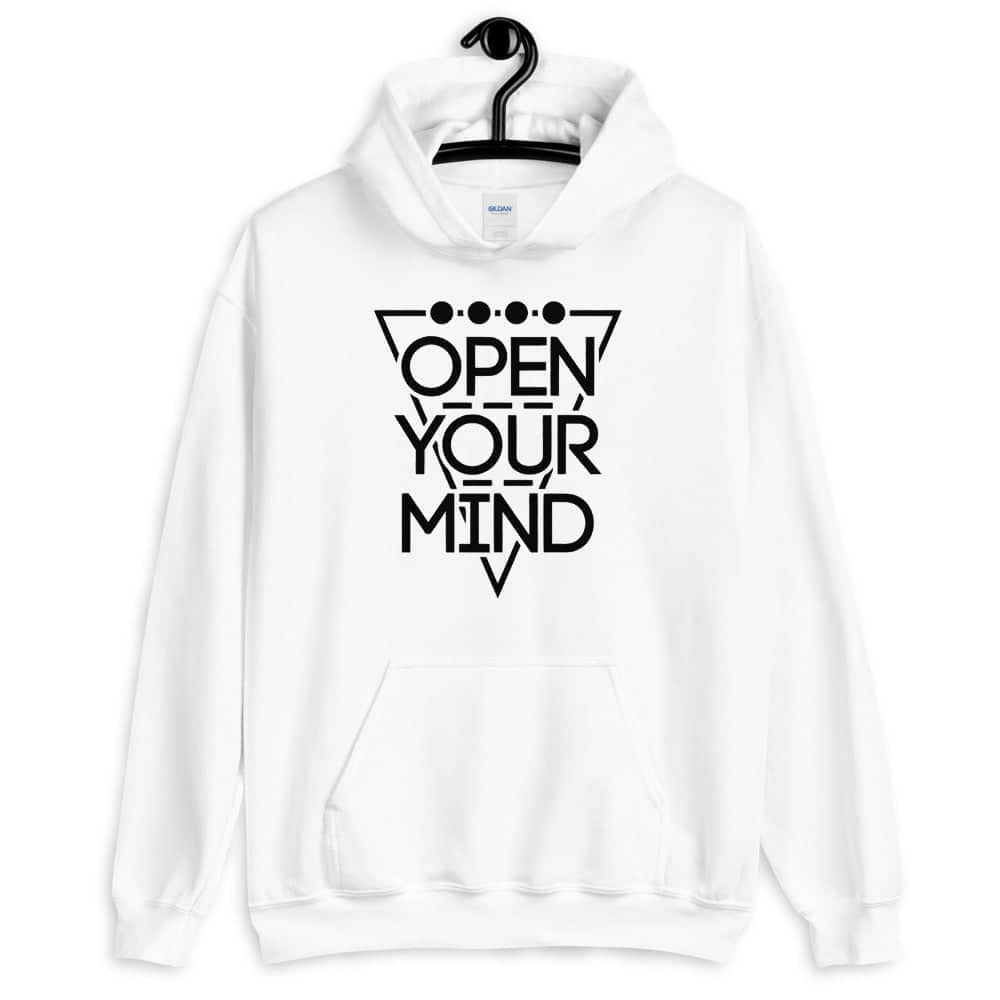 Open Your Mind Exclusive White Hoodie for Men and Women freeshipping - Catch My Drift India