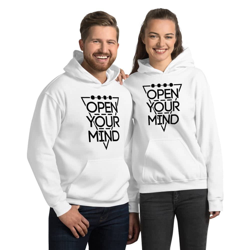 Open Your Mind Exclusive White Hoodie for Men and Women freeshipping - Catch My Drift India