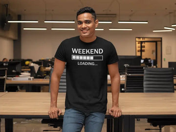 Weekend Loading T Shirt for Men and Women | Premium Design | Catch My Drift India - Catch My Drift India Clothing black, clothing, engineer, engineering, funny, general, made in india, multi 