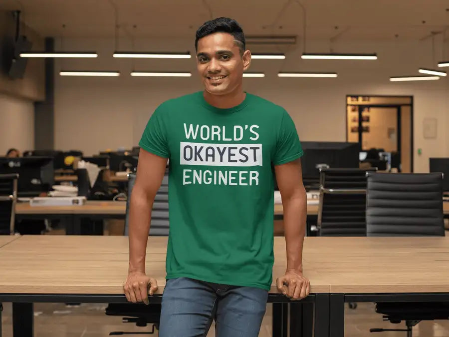 World's Okayest Engineer T Shirt For Men | Premium Design | Catch My Drift India - Catch My Drift India Clothing clothing, engineer, engineering, made in india, multi colour, shirt, t shirt, 