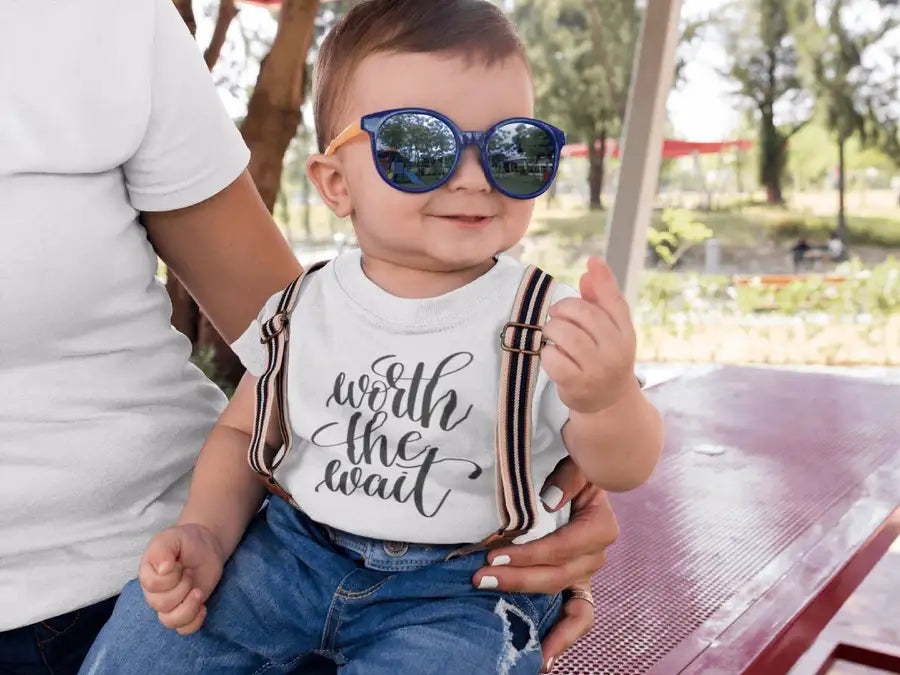 Worth The Wait Cute T Shirt for Babies | Premium Design | Catch My Drift India - Catch My Drift India Clothing babies, baby, kids, onesie, onesies, toddlers